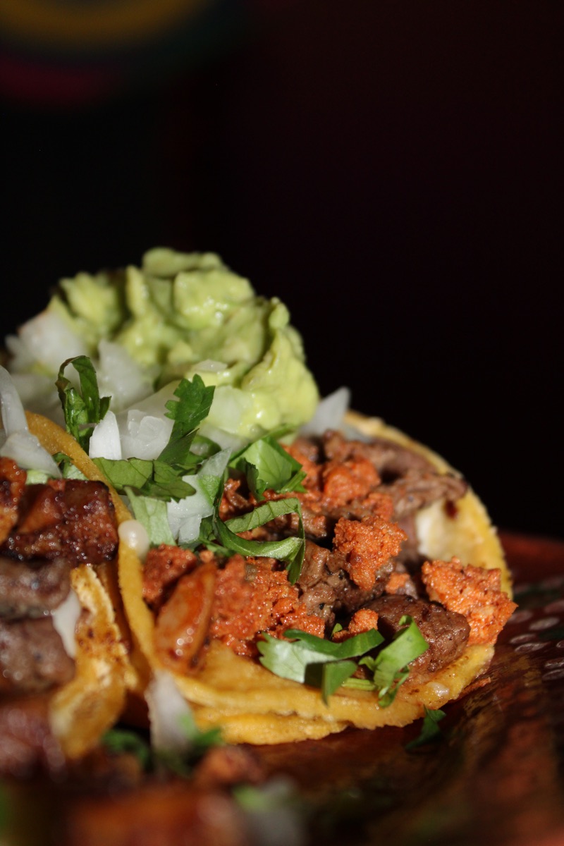 Close-up of street tacos with guacamole for Taco Tuesday